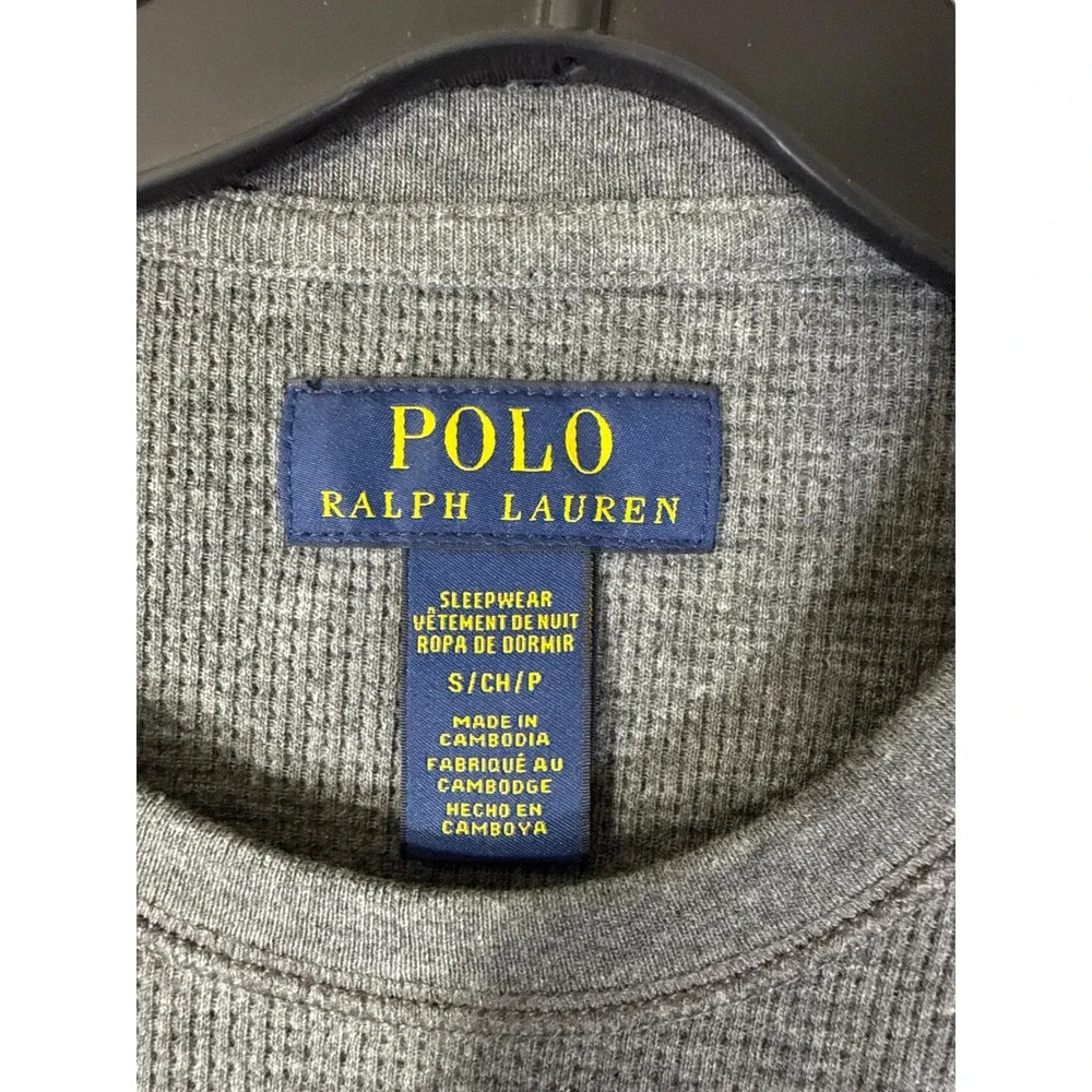 Polo Ralph Lauren Mens Gray Waffle Knit Thermal Sleepwear Shirt S MPW03F